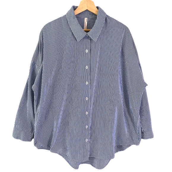 Anthropologie Oversized Striped Buttondown Shirt Size Large - Picture 4 of 16